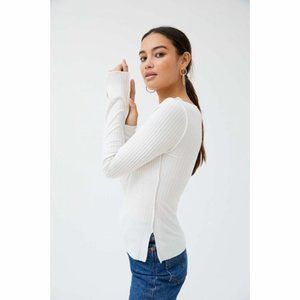NWT UO Isidore Seamed Notch Neck Top- Ivory